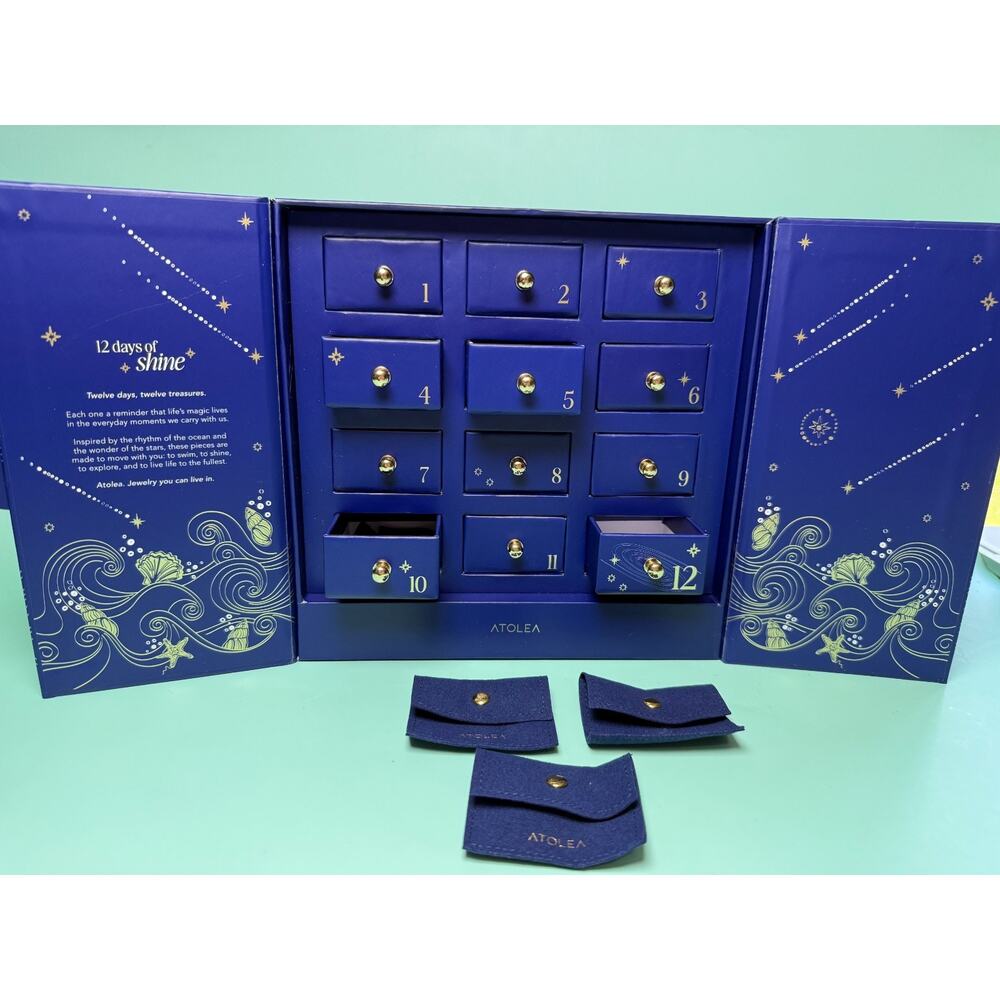 Atolea 12 Days of Shine Blue Ocean Sea Stars Jewelry Storage & Pouches BOX ONLY - Picture 4 of 7